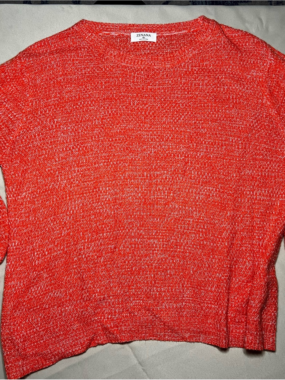 Zenana Outfitters Orange Marled Crewneck Sweater
